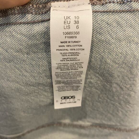 Asos Strapless Denim Mini Dress With Slit Hem - Picture 10 of 13